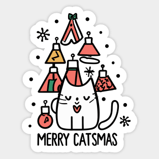 Merry catsmas - cute cat lovers christmas Sticker